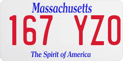 MA license plate 167YZ0