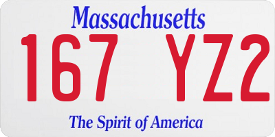 MA license plate 167YZ2
