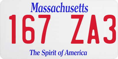 MA license plate 167ZA3