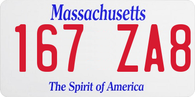 MA license plate 167ZA8