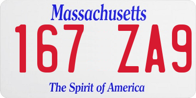 MA license plate 167ZA9