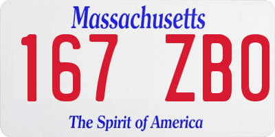 MA license plate 167ZB0