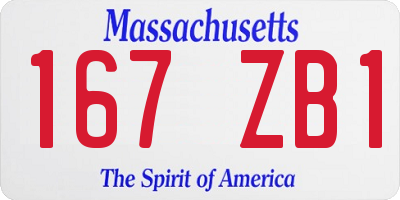MA license plate 167ZB1