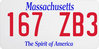 MA license plate 167ZB3