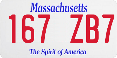 MA license plate 167ZB7