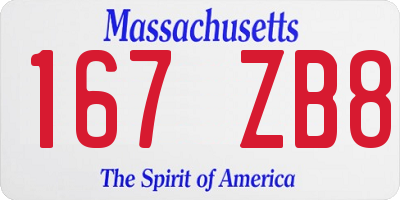 MA license plate 167ZB8