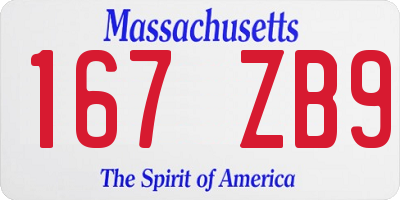 MA license plate 167ZB9