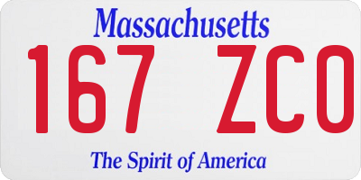MA license plate 167ZC0