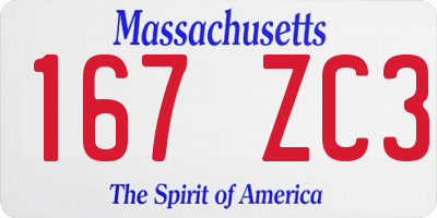 MA license plate 167ZC3