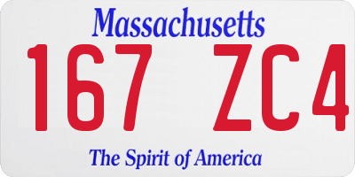 MA license plate 167ZC4