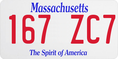MA license plate 167ZC7