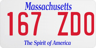 MA license plate 167ZD0
