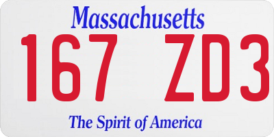 MA license plate 167ZD3