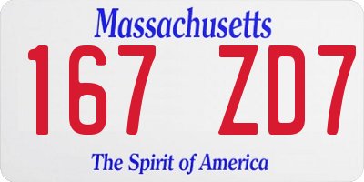 MA license plate 167ZD7