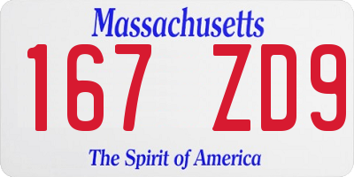 MA license plate 167ZD9