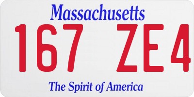 MA license plate 167ZE4