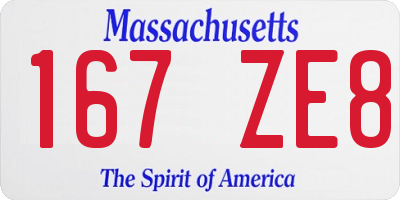 MA license plate 167ZE8