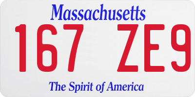 MA license plate 167ZE9
