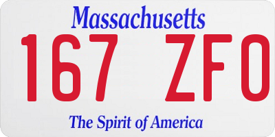 MA license plate 167ZF0