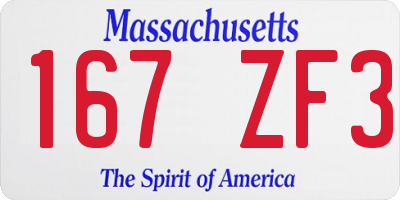MA license plate 167ZF3