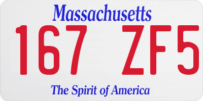 MA license plate 167ZF5