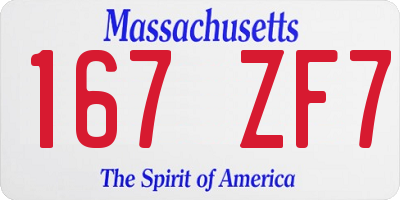 MA license plate 167ZF7