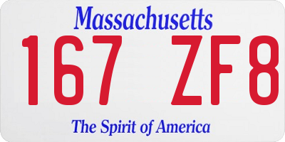 MA license plate 167ZF8
