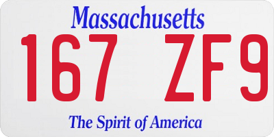 MA license plate 167ZF9