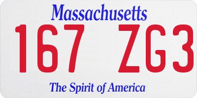 MA license plate 167ZG3