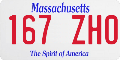 MA license plate 167ZH0