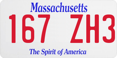 MA license plate 167ZH3