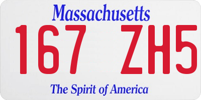 MA license plate 167ZH5