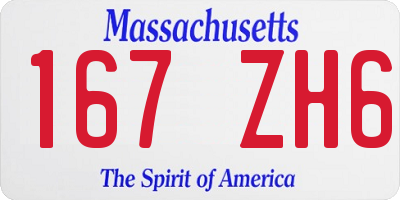 MA license plate 167ZH6