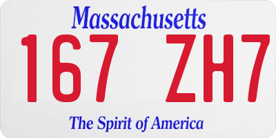 MA license plate 167ZH7
