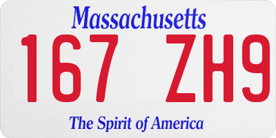 MA license plate 167ZH9