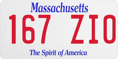 MA license plate 167ZI0
