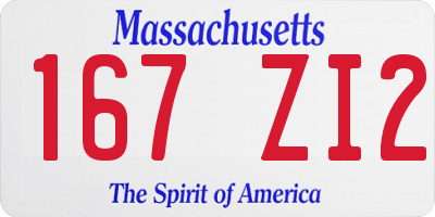 MA license plate 167ZI2