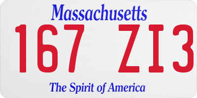 MA license plate 167ZI3