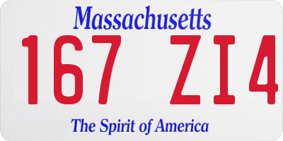 MA license plate 167ZI4