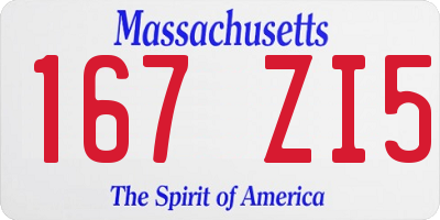 MA license plate 167ZI5
