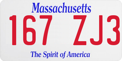 MA license plate 167ZJ3