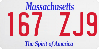MA license plate 167ZJ9