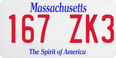 MA license plate 167ZK3
