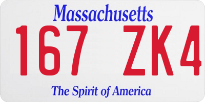 MA license plate 167ZK4