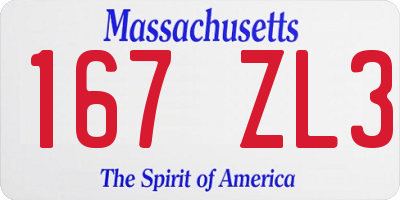 MA license plate 167ZL3