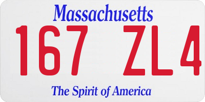 MA license plate 167ZL4