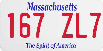 MA license plate 167ZL7