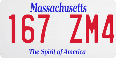 MA license plate 167ZM4