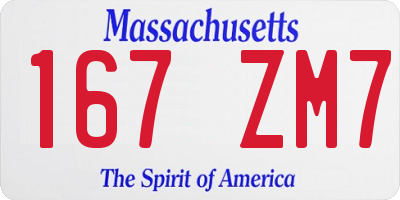 MA license plate 167ZM7