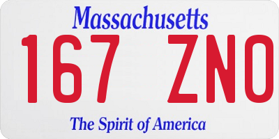 MA license plate 167ZN0